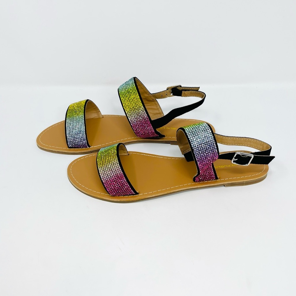 Shoe Republic LA Women Rhinestone Slide Sandals - Picture 9 of 12